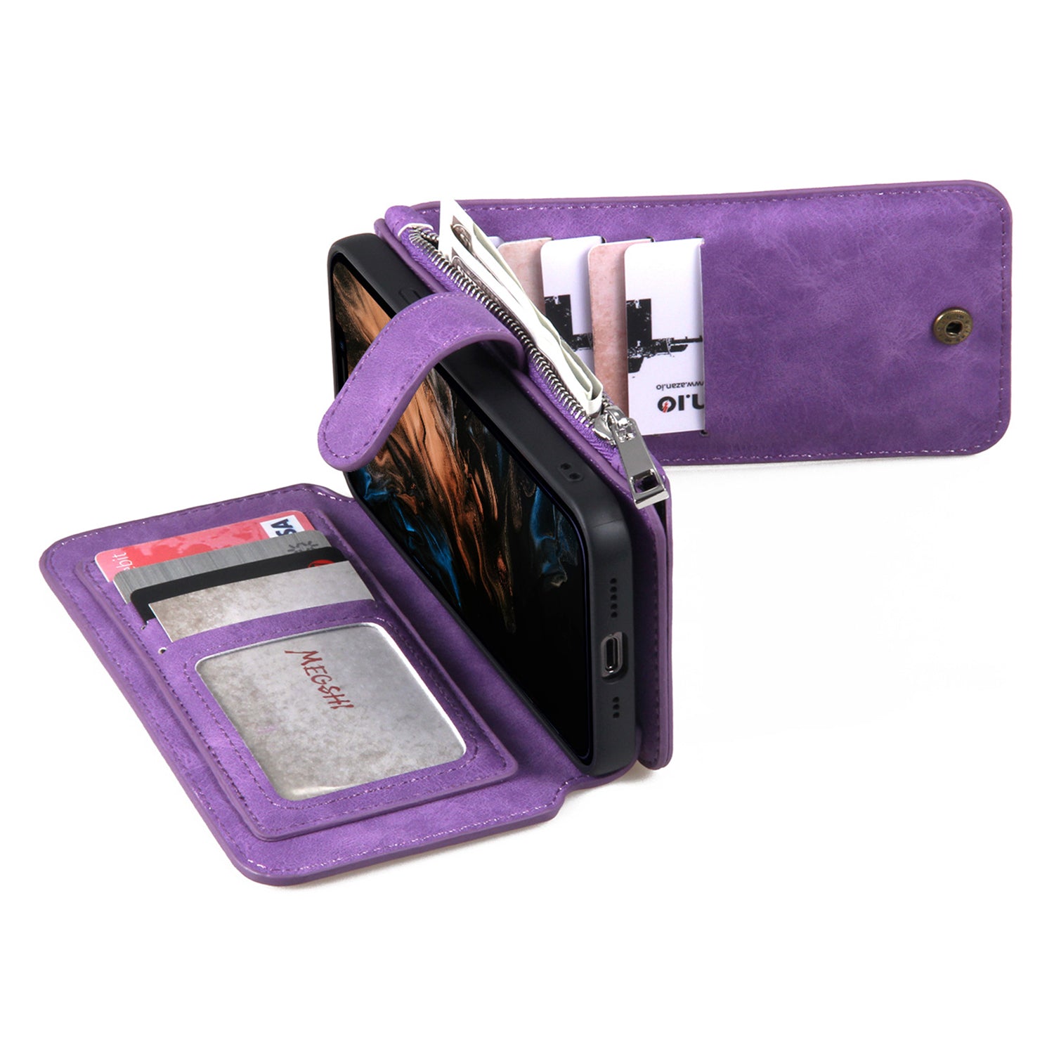 MEGSHI 007 Series TPU PC Phone Shell for iPhone 13 Pro Max 6.7 inch Case with Detachable PU Leather Wallet MEGSHI 007 Series TPU PC Phone Shell for iPhone 13 Pro Max 6.7 inch Case with Detachable PU Leather Wallet